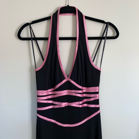 Black Halter Maxi with Pink Design - Picture 5 of 6